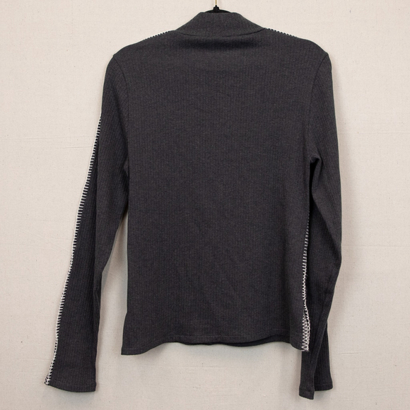 J. Crew Premium rib turtleneck with whipstitch trim grey shirt-L - Picture 5 of 5